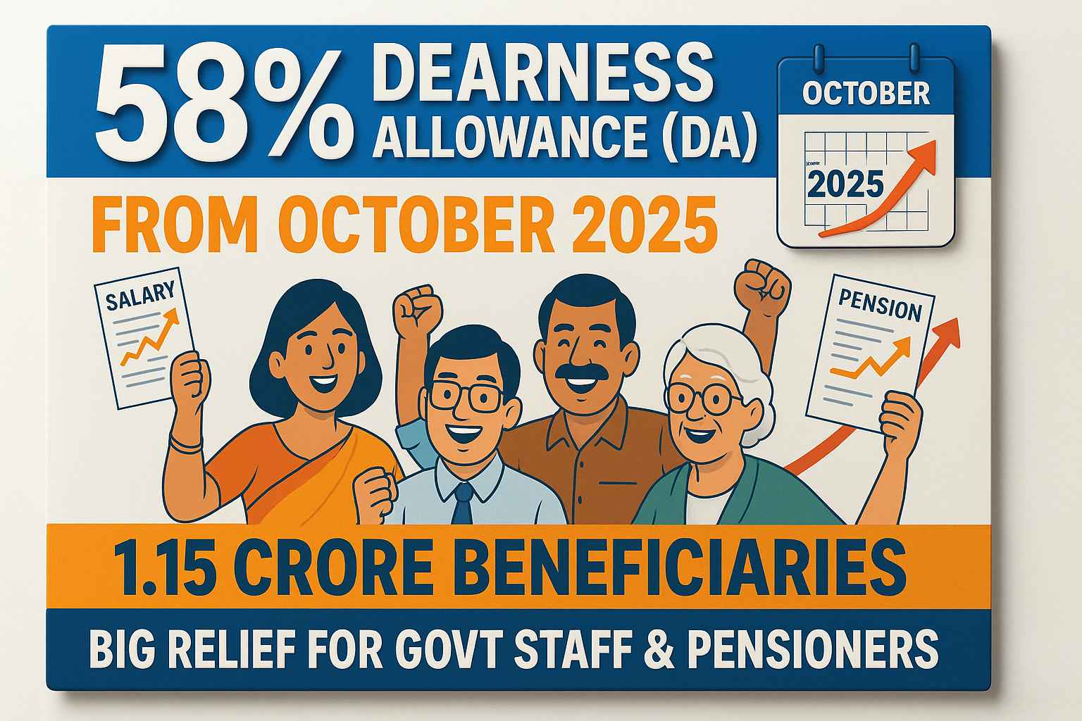 अक्टूबर 2025 से लागू होगा 58% Dearness Allowance (DA)