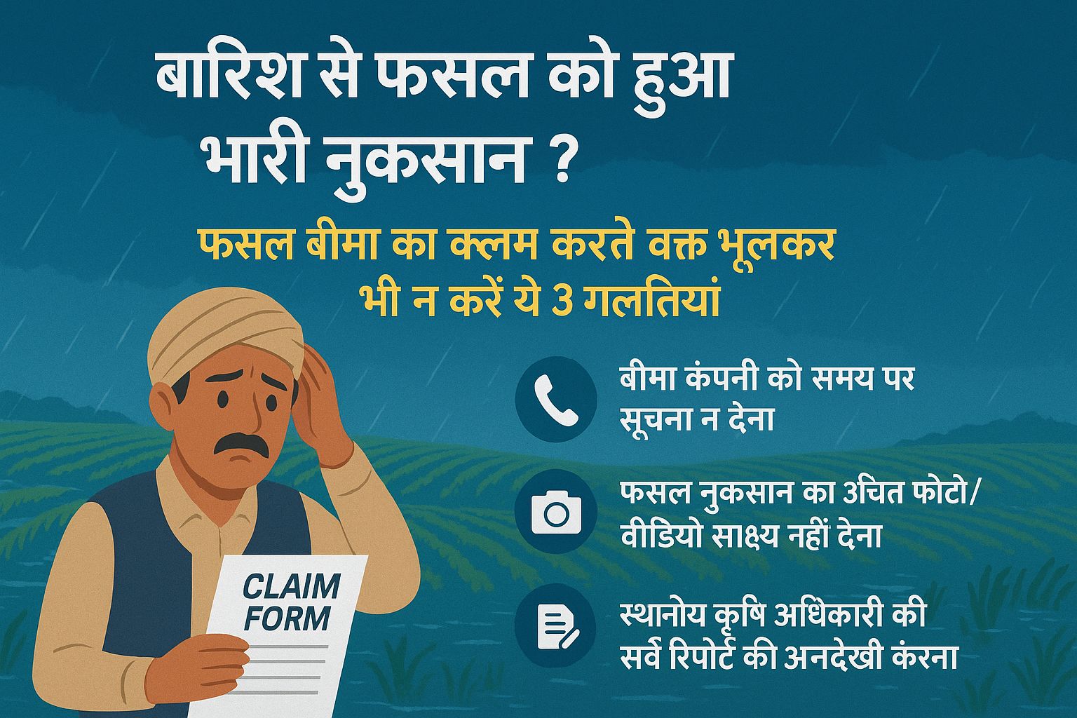 भारी बारिश से फसल खराब? फसल बीमा क्लेम के दौरान इन तीन गलतियों से रहें सतर्क!
